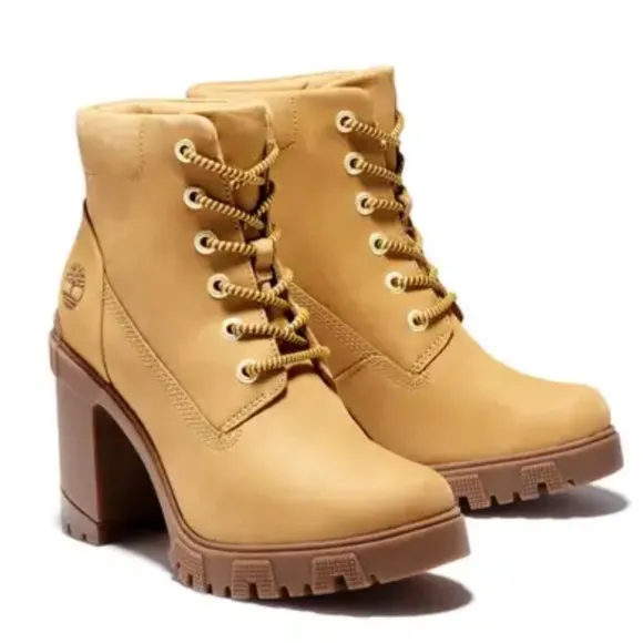Timberland Lana Block Heel Wheat Nubuck Bootie Boots