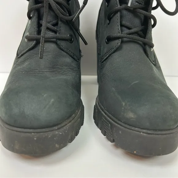 Timberland Lana point black lace up heeled boots size: 8