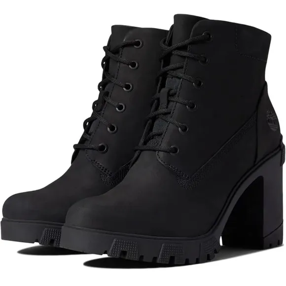 Timberland Lana point black lace up heeled boots size: 8