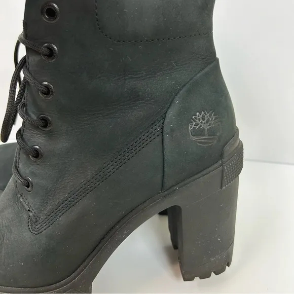 Timberland Lana point black lace up heeled boots size: 8