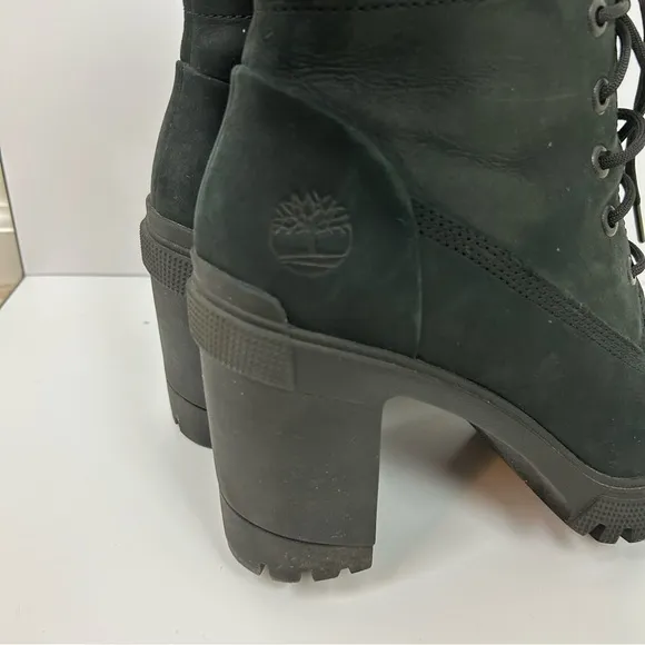 Timberland Lana point black lace up heeled boots size: 8