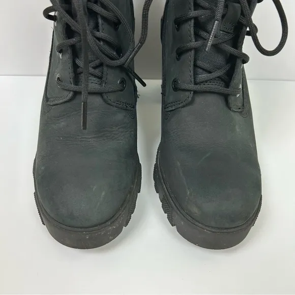 Timberland Lana point black lace up heeled boots size: 8