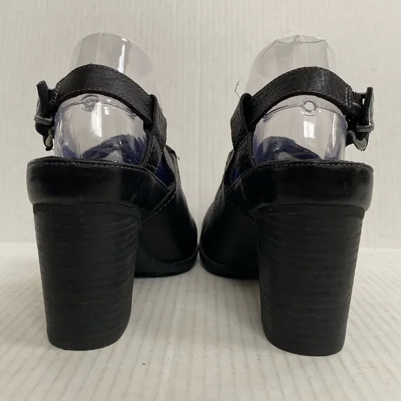 Timberland Women's Size 8 Earthkeeper Slingback Mule Heel Black Leather Shoes