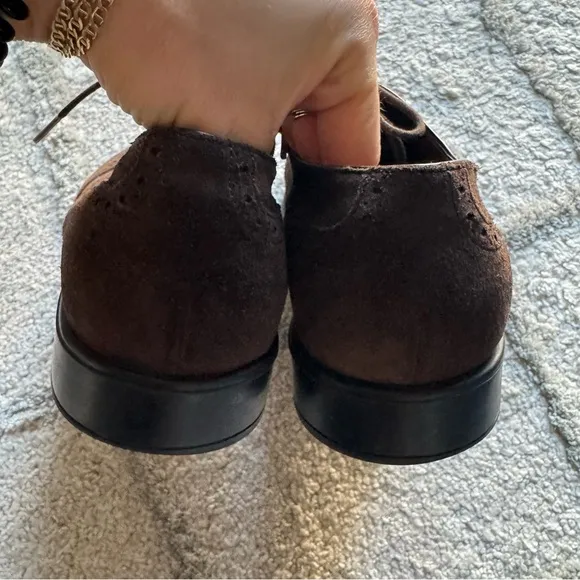 Tod's Brown Suede Brogue Derby Shoes loafers lace up oxfords Size 9