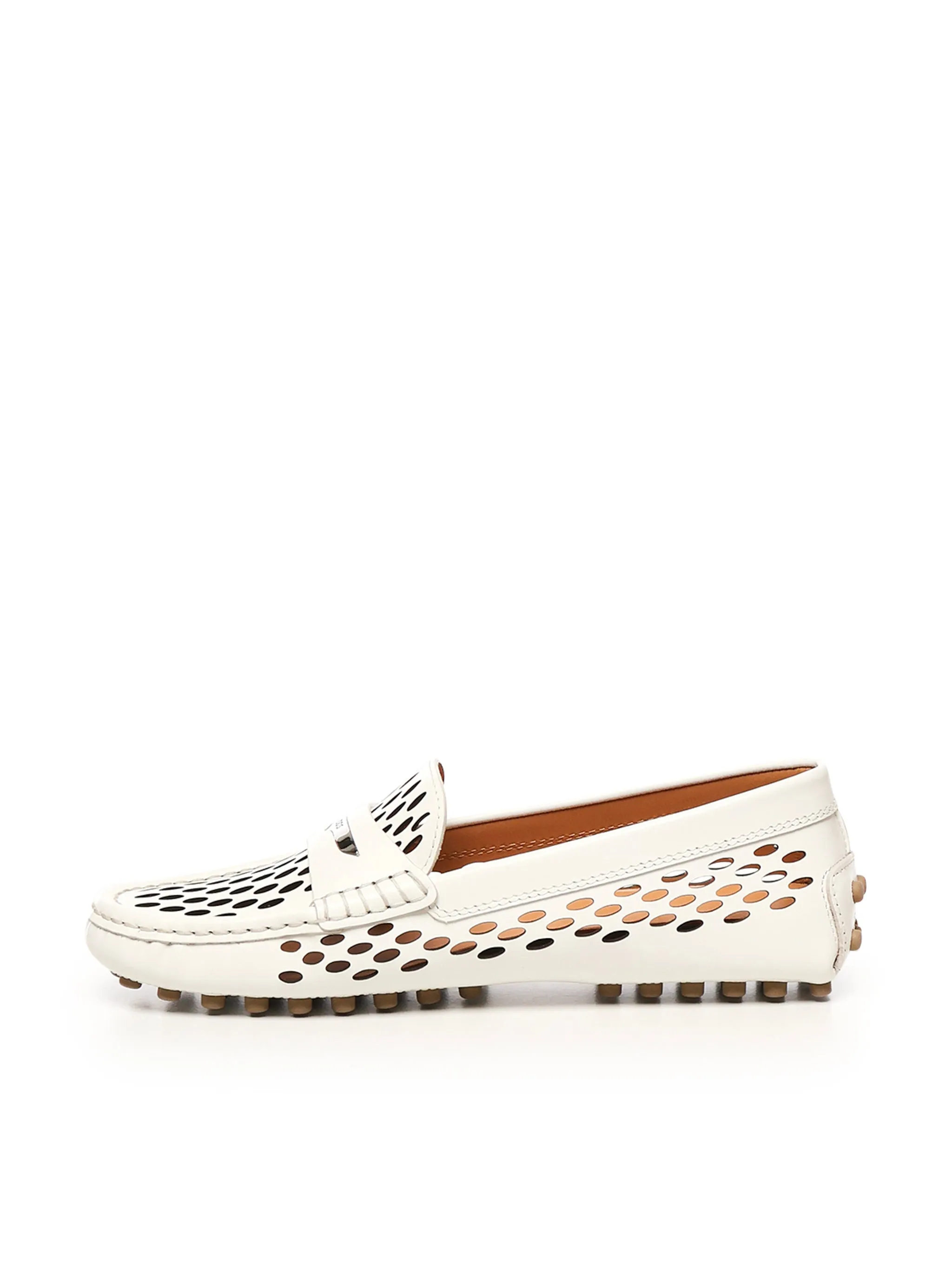 Tod's Gommino White Perforated Calf Leather Loafers