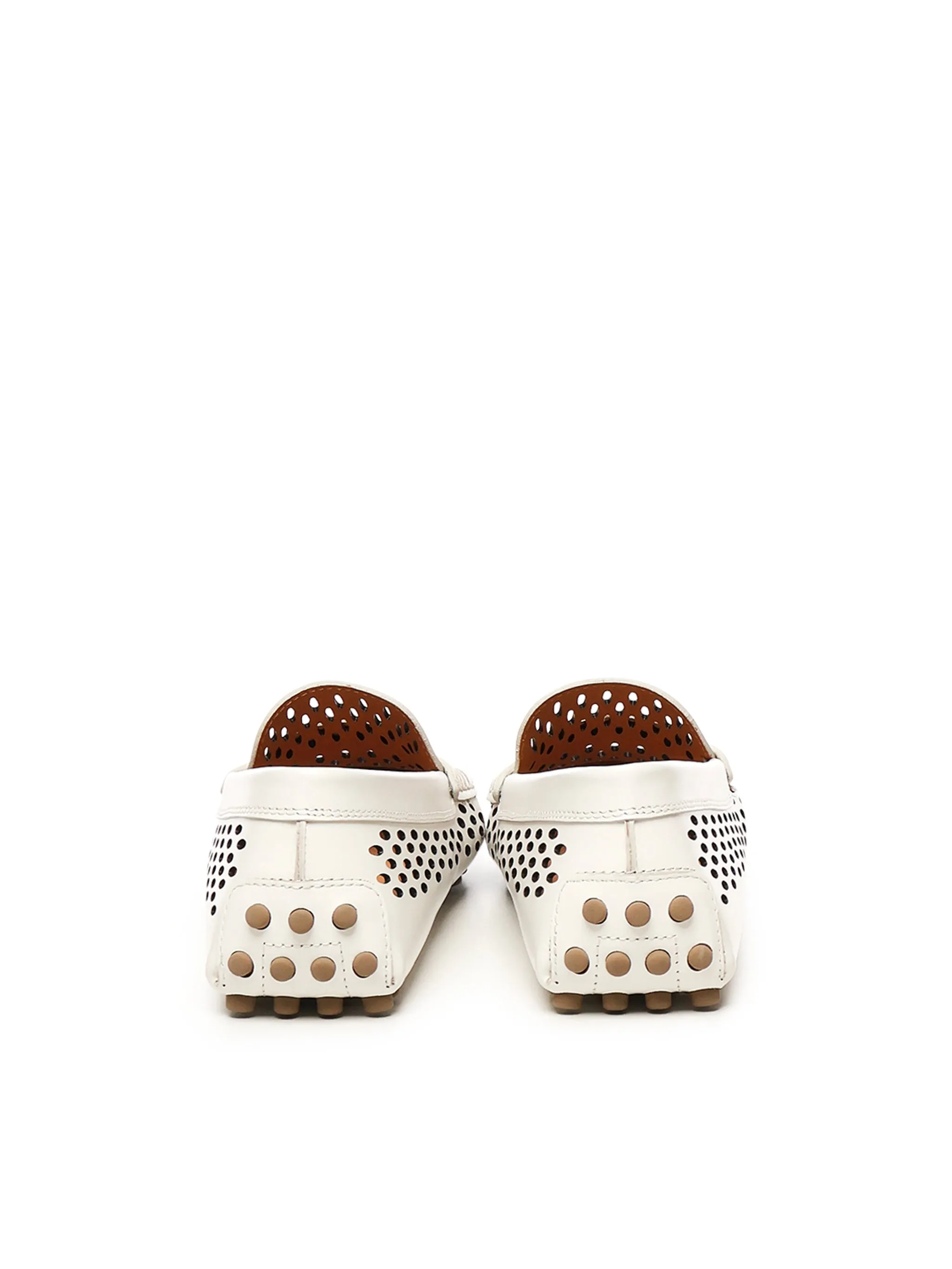 Tod's Gommino White Perforated Calf Leather Loafers