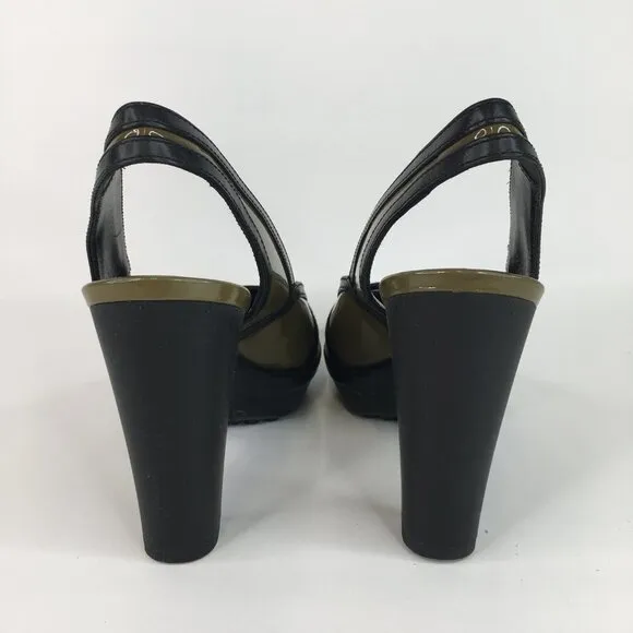Tod's Green Patent Leather Chunky Heels Pumps Size 38