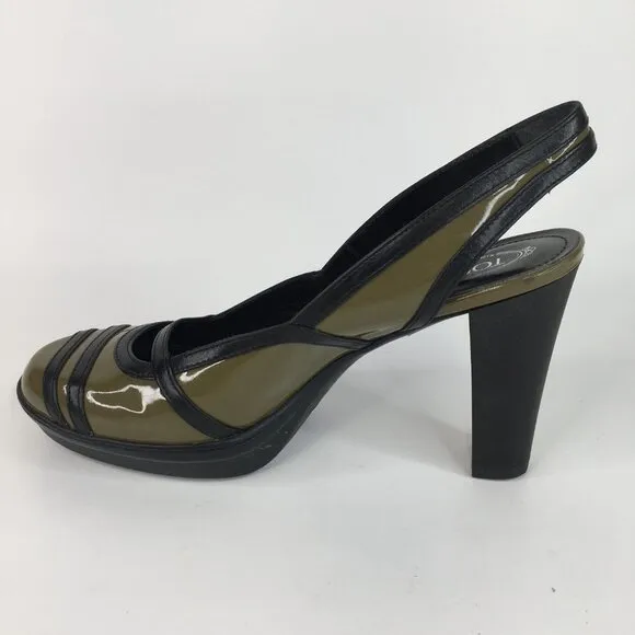Tod's Green Patent Leather Chunky Heels Pumps Size 38