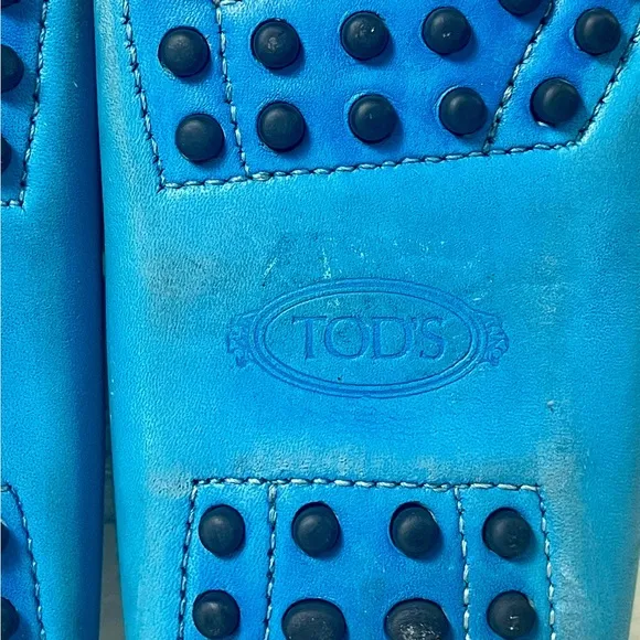 Tod's Junior size 33 2US Leather Loafers Shoes Blue Turquoise retired Colorway