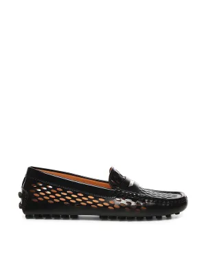 Tods perforerade kalvskinn svarta loafers