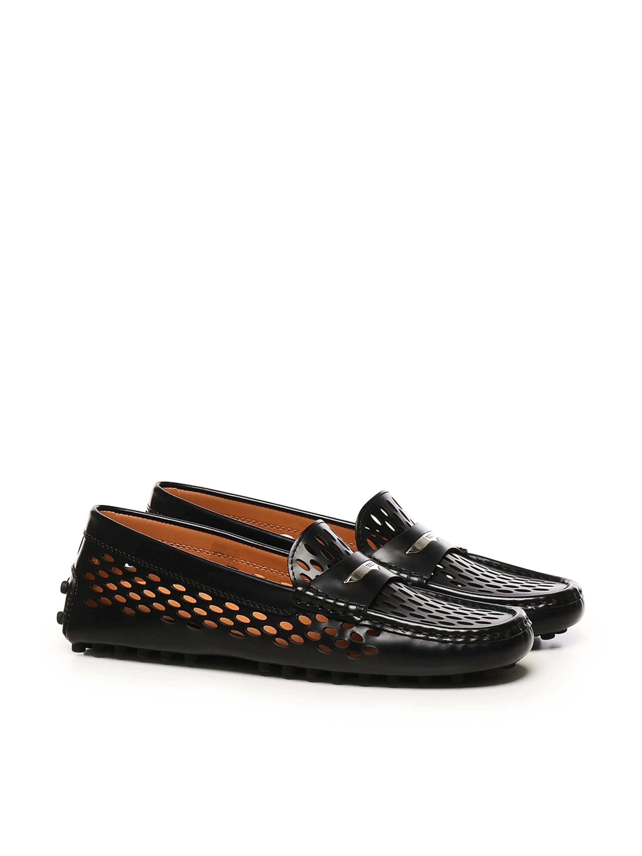 Tods perforerade kalvskinn svarta loafers