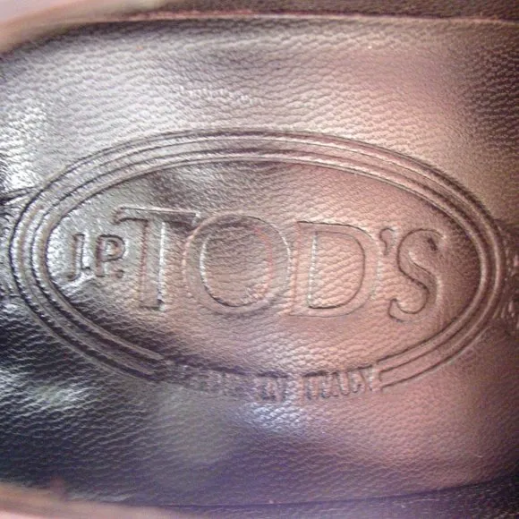 TOD'S Vintage Dark Brown Suede Block Heel Loafer Heels Pumps 35/5