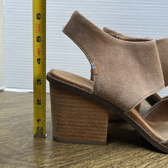 Toms Beige Tan Nude Taupe Majorca Block Heel Sandals Size 8.5