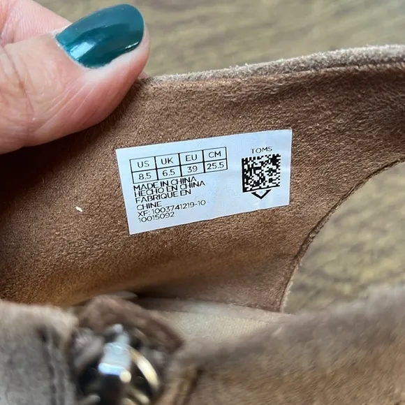 Toms Beige Tan Nude Taupe Majorca Block Heel Sandals Size 8.5