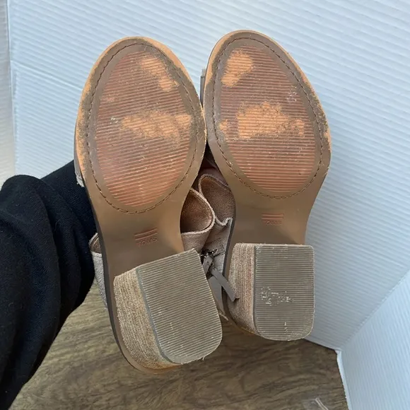 Toms Beige Tan Nude Taupe Majorca Block Heel Sandals Size 8.5