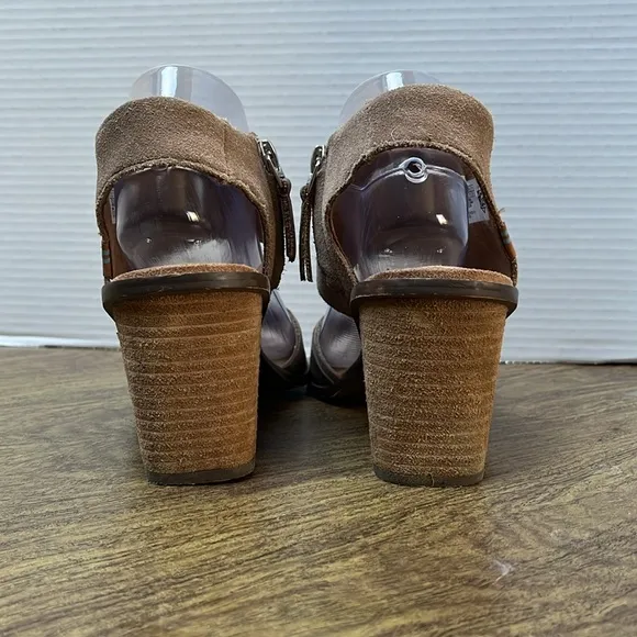 Toms Beige Tan Nude Taupe Majorca Block Heel Sandals Size 8.5