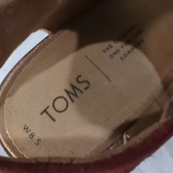 TOMS Majorca Burgundy Suade Block Heel Sandals ~ EUC