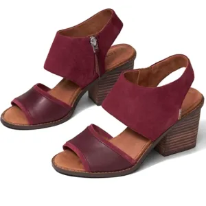 TOMS Majorca Burgundy Suade Block Heel Sandals ~ EUC