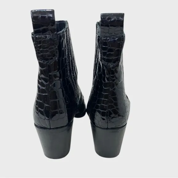 Tony Bianco Black Croc Patent Leather Boots Size 8