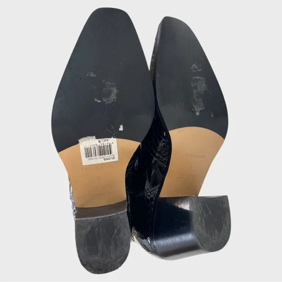 Tony Bianco Black Croc Patent Leather Boots Size 8