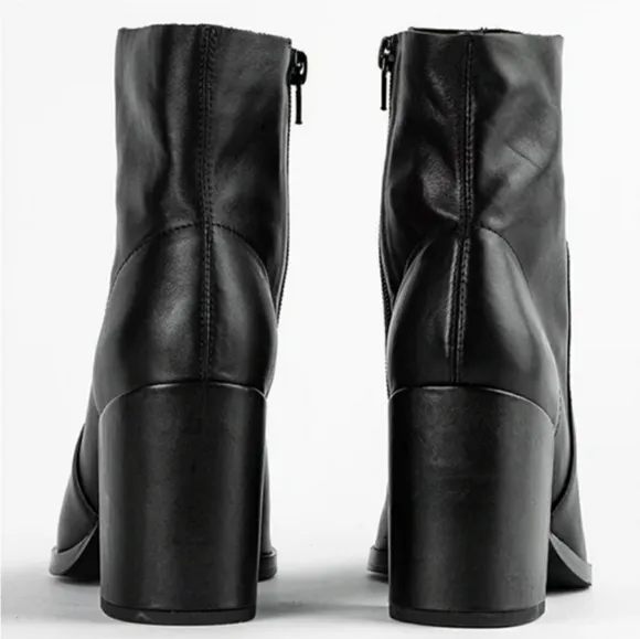 Tony Bianco Brazen Black Luxe Leather Pointed Toe Ankle Boots NEW