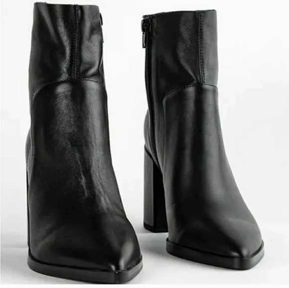 Tony Bianco Brazen Black Luxe Leather Pointed Toe Ankle Boots NEW