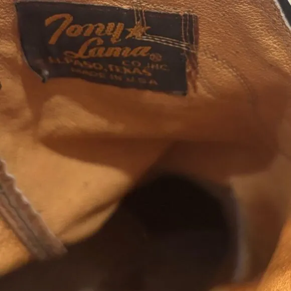 Tony Lama 2032 Vintage Leather Western Boot Brown 8.5D