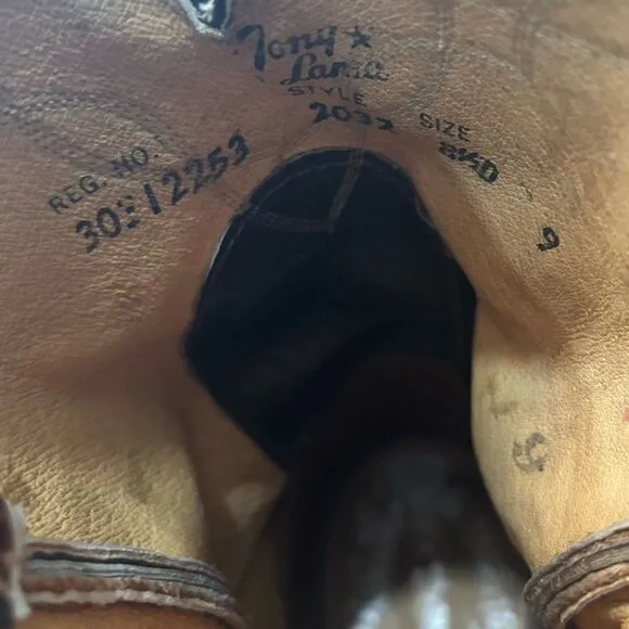Tony Lama 2032 Vintage Leather Western Boot Brown 8.5D