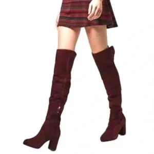 TOPSHOP COUNT Over The Knee Boots Burgundy Suede Size US Women’s 7.5 Block Heel