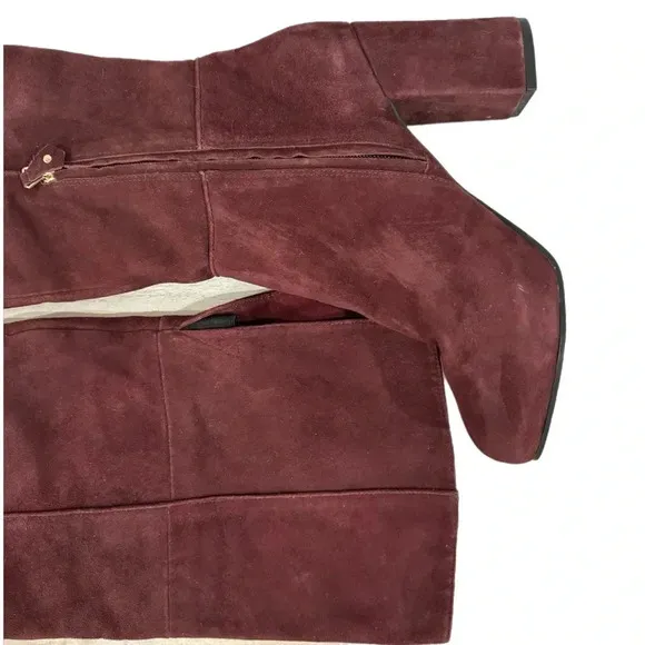 TOPSHOP COUNT Over The Knee Boots Burgundy Suede Size US Women’s 7.5 Block Heel