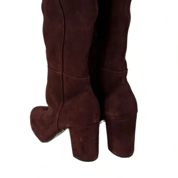 TOPSHOP COUNT Over The Knee Boots Burgundy Suede Size US Women’s 7.5 Block Heel