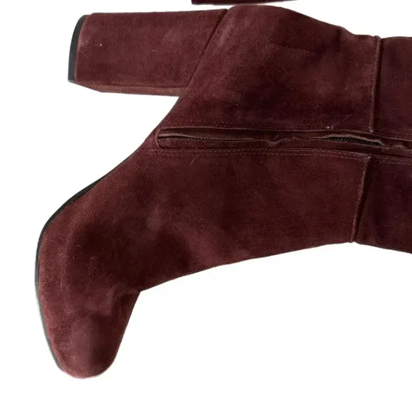 TOPSHOP COUNT Over The Knee Boots Burgundy Suede Size US Women’s 7.5 Block Heel