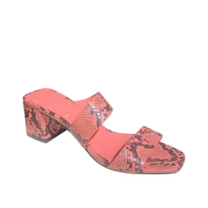 Topshop Darla Snake skin Print Pink &amp; Black Block Chunky Heel Sandal Sz 7