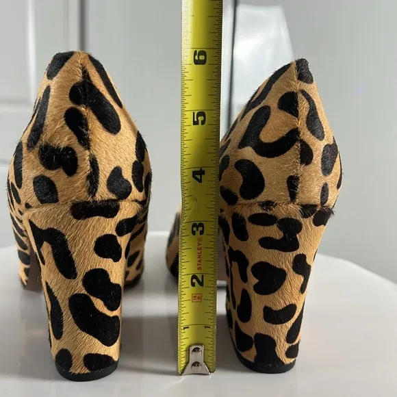 Topshop Ginny Leopard Print Calf Hair Heels with Wedge Design Size 8.5 New
