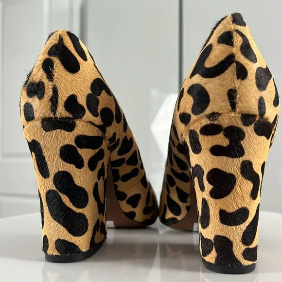 Topshop Ginny Leopard Print Calf Hair Heels with Wedge Design Size 8.5 New