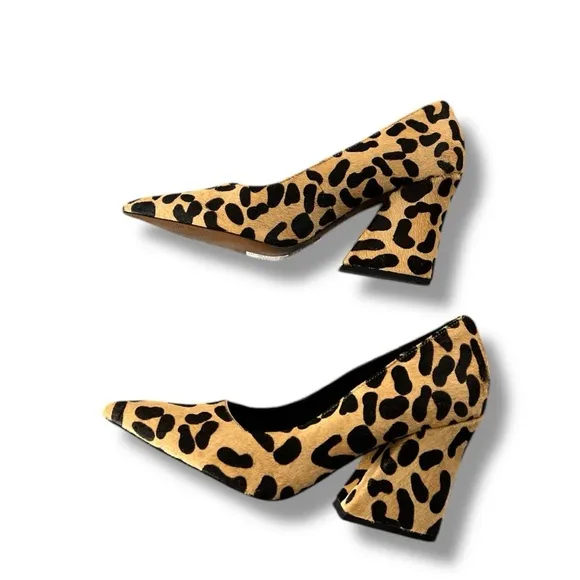 Topshop Ginny Leopard Print Calf Hair Heels with Wedge Design Size 8.5 New