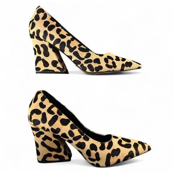 Topshop Ginny Leopard Print Calf Hair Heels with Wedge Design Size 8.5 New