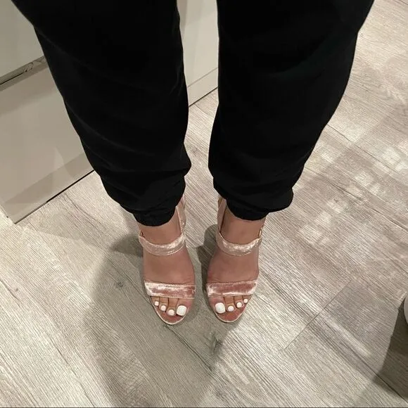Topshop Renee Velvet 2 Part Sandals Size 7.5