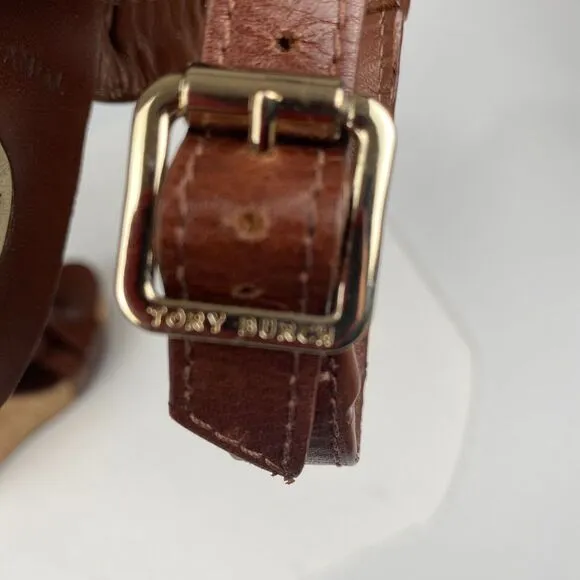 Tory Burch 7 M Ace High Wedge Platform Cork Slingback‎ Heels Shoes Sandals Brown