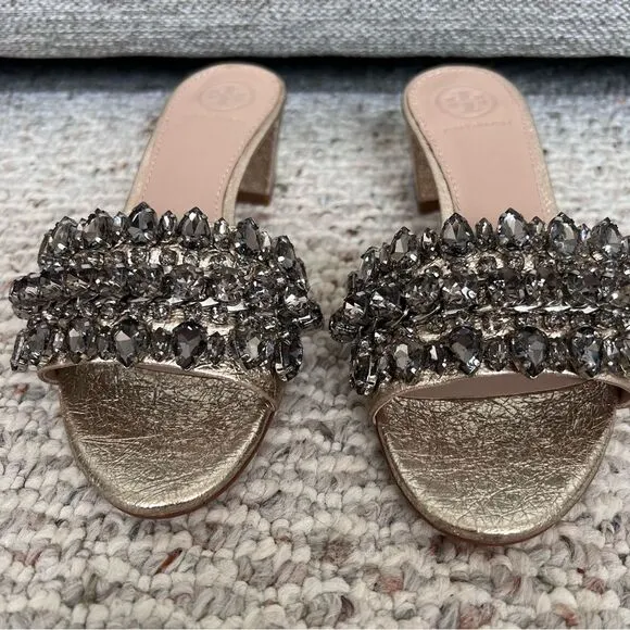 Tory Burch Beverly Metallic Embellished Slide Sandal