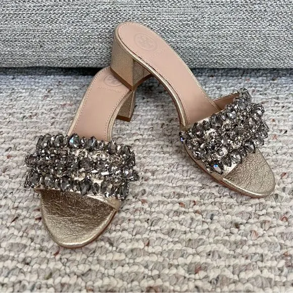 Tory Burch Beverly Metallic Embellished Slide Sandal