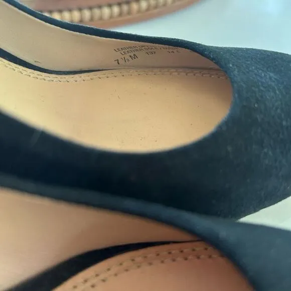 Tory Burch Black Suede Astoria Wedge Heels Size 7.5