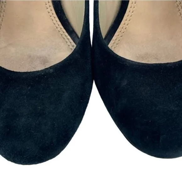 Tory Burch Black Suede Astoria Wedge Heels Size 7.5