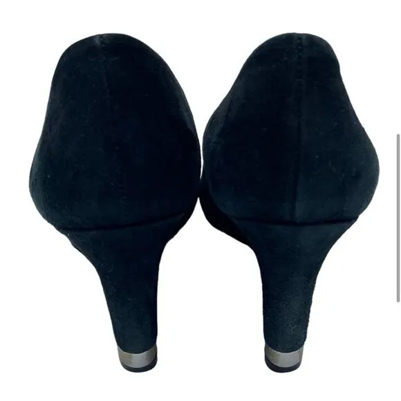 Tory Burch Black Suede Astoria Wedge Heels Size 7.5