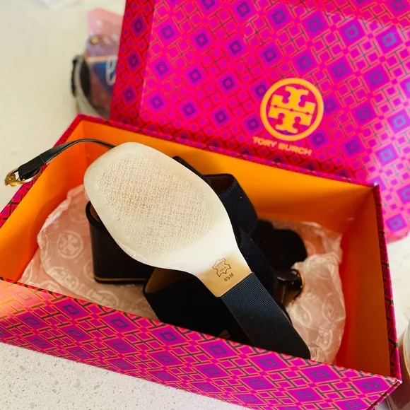 Tory Burch Black Suede Block Heel Sandal