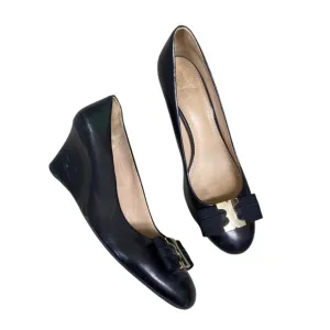 Tory Burch Black Wedge Heels with Bow