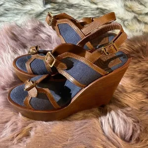 Tory Burch Blue Wedge Sandals