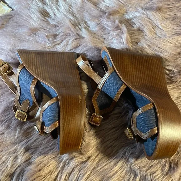 Tory Burch Blue Wedge Sandals