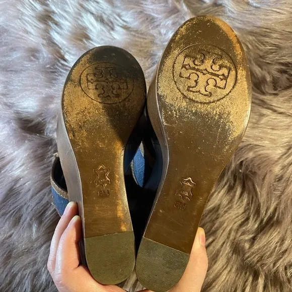 Tory Burch Blue Wedge Sandals