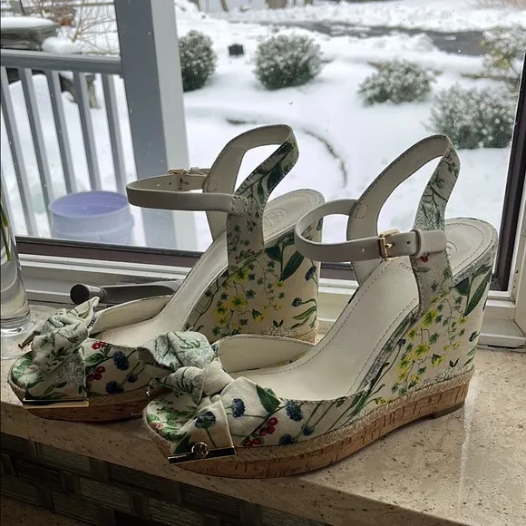 Tory Burch Floral Wedges